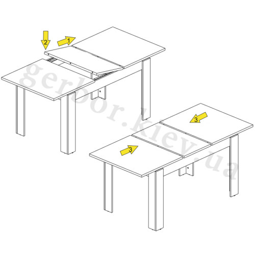 Фото обіднього столу SAPORI 130/175 MEBELBOS – схема розкладання