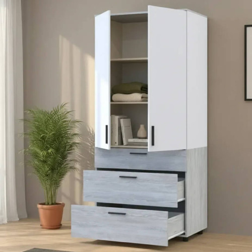 Фото наповнення шафи ТОРН 2 ДСП/3Ш полиці ДОРОС (DOROS) сосна натті / білий в інтер'єрі