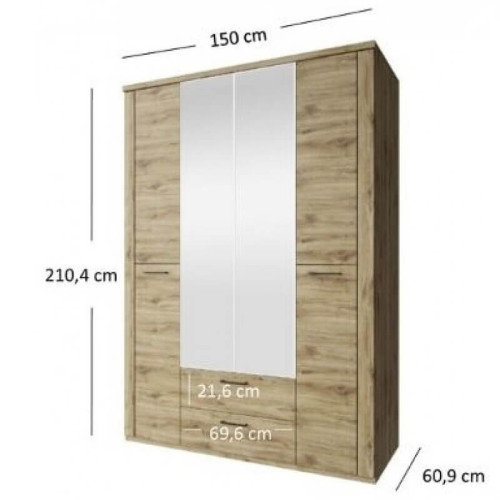 Фото шафи з дзеркалом DOORSET 4D2S MEBELBOS – розміри