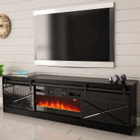 GRANERO CAMA MEBLE Тумба ТВ чорний / чорний глянець з чорним електрокаміном GRANERO CAMA MEBLE Тумба ТВ чорний / чорний глянець з чорним електрокаміном