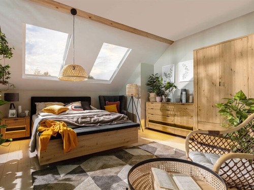 Фото кровати OSTIA LOZ/140/B BRW в интерьере спальни