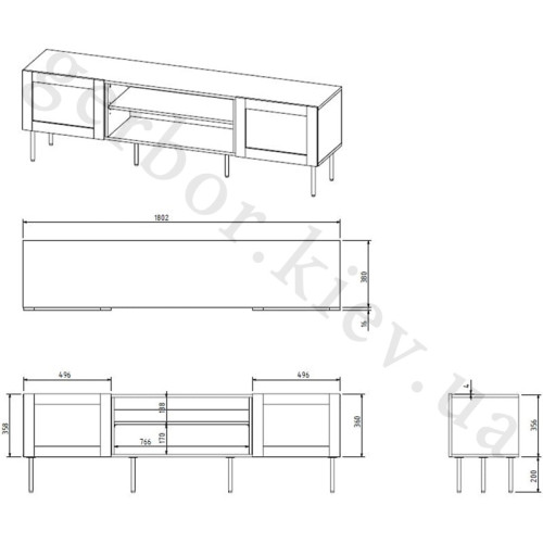 Фото тумби ТВ JUTA RTV CAMA MEBLE – схема з розмірами