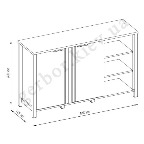 Фото тумби HELIX 2D/140 MEBELBOS – схема з розмірами