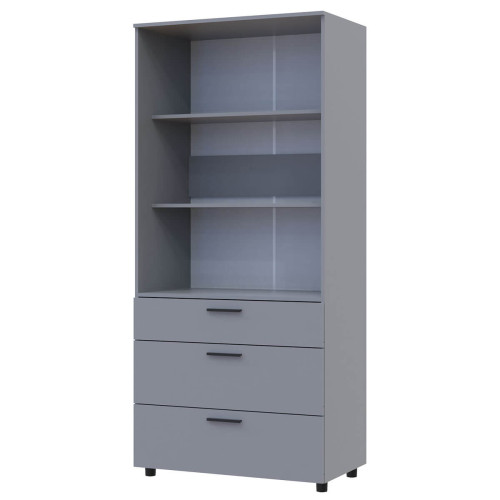 Фото сірої шафи ТОРН 2 ДСП/3Ш полиці ДОРОС (DOROS) – вигляд збоку наповнення