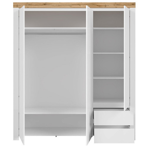 Фото шкафа HOLTEN SZF3D2S BRW белый / дуб вотан / белый глянец – наполнение