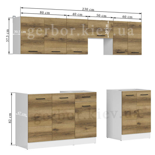 Фото кухні JUNONA LINE 230 ZBL BRW делано світлий – розміри