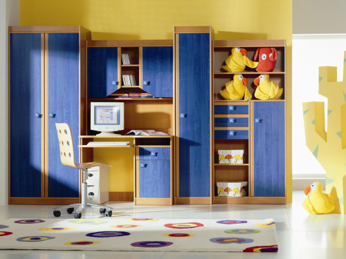 стенка JUNIOR фабрики Гербор-холдинг в цвете ольха / синий