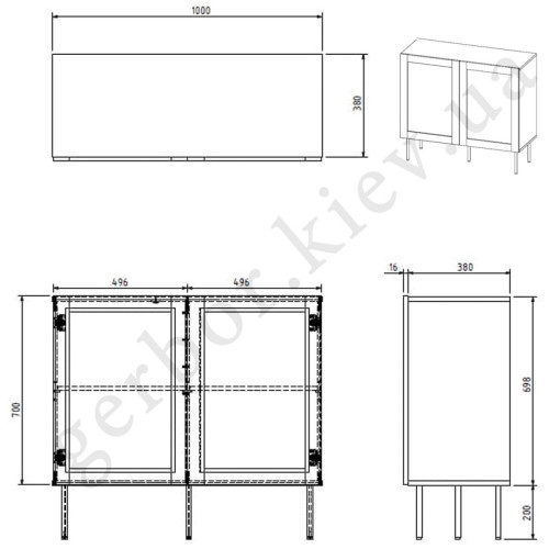 Фото комоду JUTA 100 2D CAMA MEBLE – схема з розмірами
