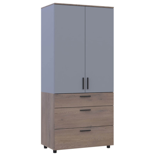 Фото шафи ТОРН 2 ДСП/3Ш полиці  ДОРОС (DOROS) кремона канноло / сірий – вигляд збоку