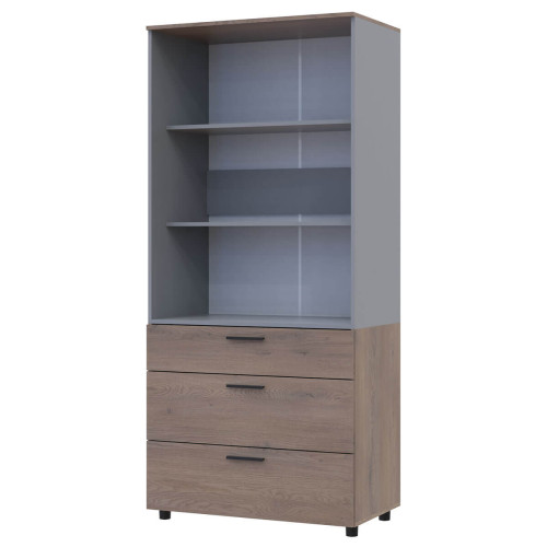 Фото шафи ТОРН 2 ДСП/3Ш полиці ДОРОС (DOROS) кремона канноло / сірий – вигляд збоку наповнення