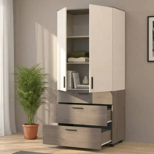 Фото наповнення шафи ТОРН 2 ДСП/3Ш полиці ДОРОС (DOROS) кремона канноло / кашемір в інтер'єрі