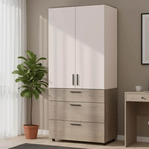 Фото шафи ТОРН 2 ДСП/3Ш полиці ДОРОС (DOROS) кремона канноло / кашемір в інтер'єрі