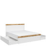 Фото кровати HOLTEN LOZ/160 BRW белый / дуб вотан с выдвинутыми ящиками и матрасом