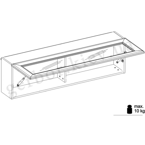 Фото навісної вітрини SAPORI 1W MEBELBOS – схема з наповненням та навантаженням