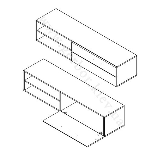 На фото схема тумби ТВ вітальні ЛЕНА Гербор