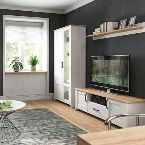 Фото тумбы ТВ RTV2D1S LOKSA BRW в интерьере гостиной