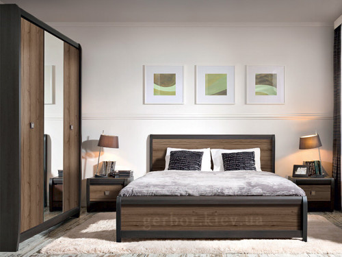 Фото ліжка ЛОРЕН LOZ/160 (каркас) БРВ (ВМК) венге магія / монтеверде в інтер'єрі спальні