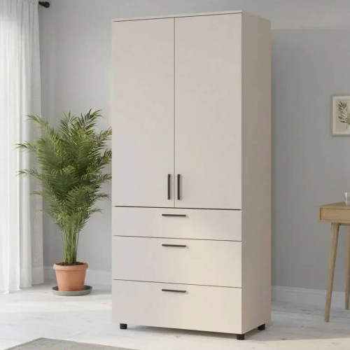 Фото шафи ТОРН 2 ДСП/3Ш полиці ДОРОС (DOROS) кашемір в інтер'єрі