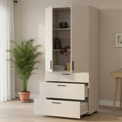 Фото наповнення шафи ТОРН 2 ДСП/3Ш полиці ДОРОС (DOROS) кашемір в інтер'єрі