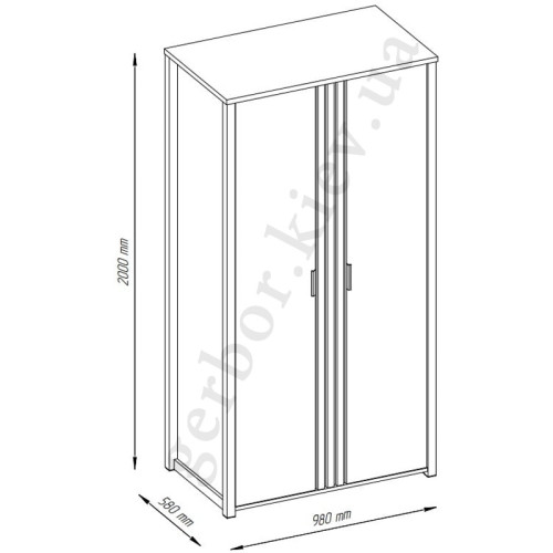 Фото шафи HELIX 2D MEBELBOS – схема з розмірами