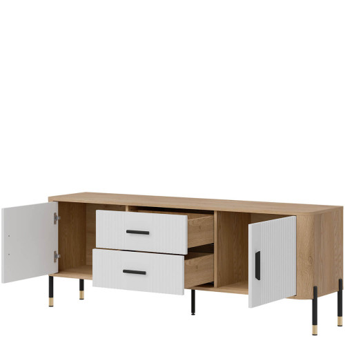 Фото тумби ТВ DANTE DT01 LIVEO дуб кремона торро / білий / чорні ручки – наповнення