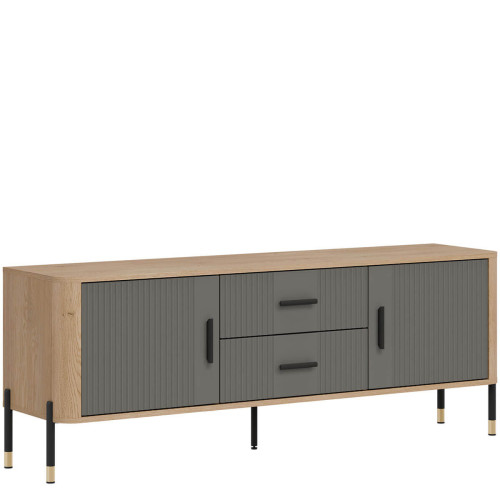 Фото тумби ТВ DANTE DT01 LIVEO дуб кремона торро / сірий / чорні ручки – вигляд збоку