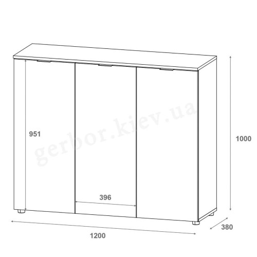 Фото комода РОН 6 ДОРОС (DOROS) 3Д – схема із зовнішніми розмірами