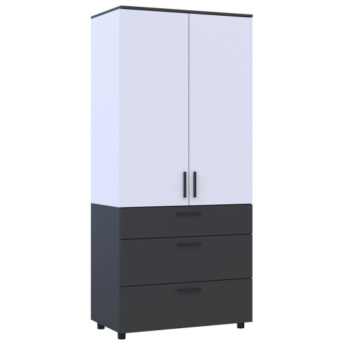 Фото шафи ТОРН 2 ДСП/3Ш полиці ДОРОС (DOROS) антрацит / білий – вигляд збоку
