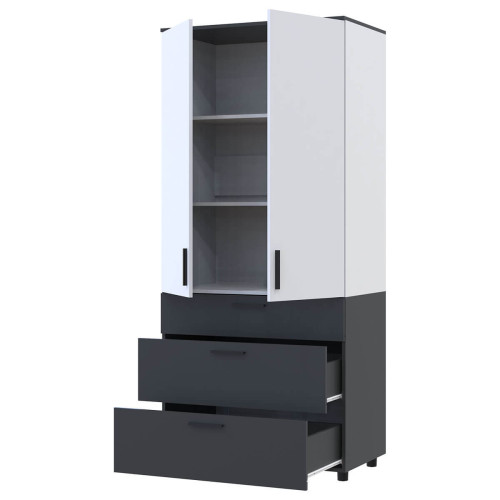 Фото шафи ТОРН 2 ДСП/3Ш полиці ДОРОС (DOROS) антрацит / білий – наповнення
