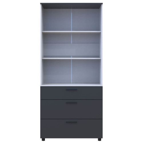 Фото шафи ТОРН 2 ДСП/3Ш полиці ДОРОС (DOROS) антрацит / білий – вигляд спереду наповнення