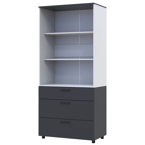 Фото шафи ТОРН 2 ДСП/3Ш полиці ДОРОС (DOROS) антрацит / білий – вигляд збоку наповнення