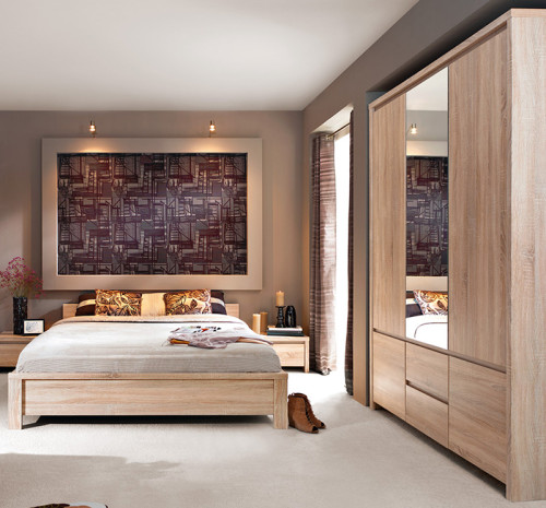 Фото ліжка КАСПІАН сонома LOZ160 (каркас) БРВ ВМК в інтер'єрі спальні