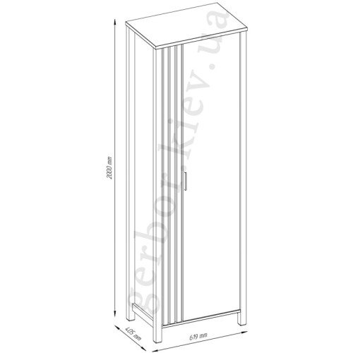 Фото правого пеналу HELIX 1D MEBELBOS – схема з розмірами