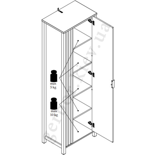 Фото правого пеналу HELIX 1D MEBELBOS – схема з наповненням та навантаженнями