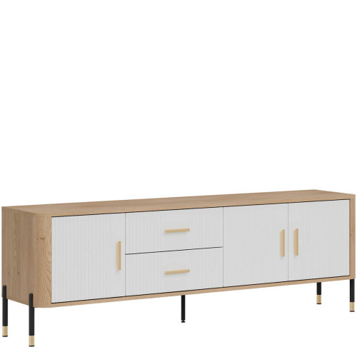 Фото тумби ТВ DANTE DT02 LIVEO дуб кремона торро / білий / золоті ручки – вигляд збоку