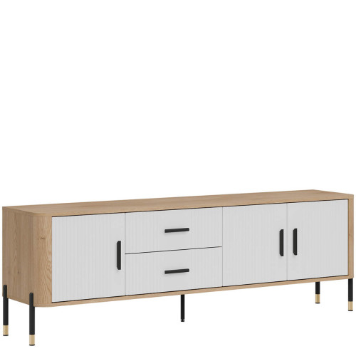 Фото тумби ТВ DANTE DT02 LIVEO дуб кремона торро / білий / чорні ручки – вигляд збоку