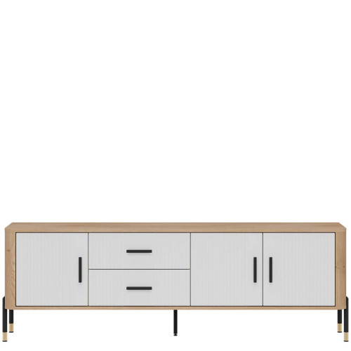 Фото тумби ТВ DANTE DT02 LIVEO дуб кремона торро / білий / чорні ручки – вигляд спереду