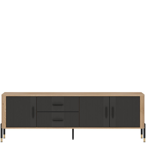 Фото тумби ТВ DANTE DT02 LIVEO дуб кремона торро / антрацит / чорні ручки – вигляд спереду