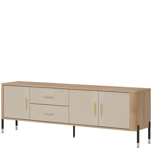 Фото тумби ТВ DANTE DT02 LIVEO дуб кремона торро / кашемір / золоті ручки