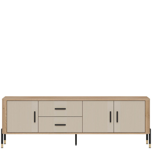 Фото тумби ТВ DANTE DT02 LIVEO дуб кремона торро / кашемір / чорні ручки – вигляд спереду