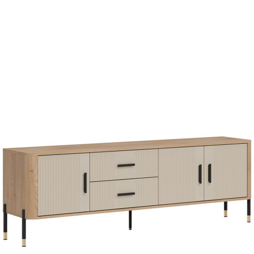 Фото тумби ТВ DANTE DT02 LIVEO дуб кремона торро / кашемір / чорні ручки – вигляд збоку