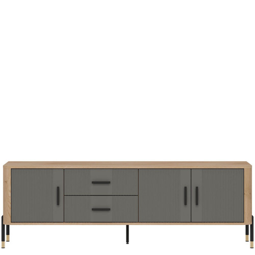 Фото тумби ТВ DANTE DT02 LIVEO дуб кремона торро / сірий / чорні ручки – вигляд спереду