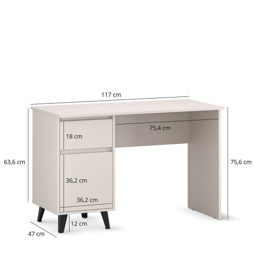 Фото письмового столу BORG 1D1S/120 MEBELBOS кашемір – розміри