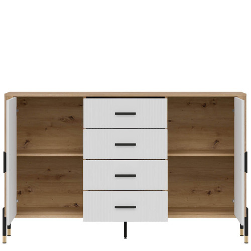 Фото комода DANTE DT09 LIVEO дуб кремона торро / білий / чорні ручки – вигляд спереду наповнення