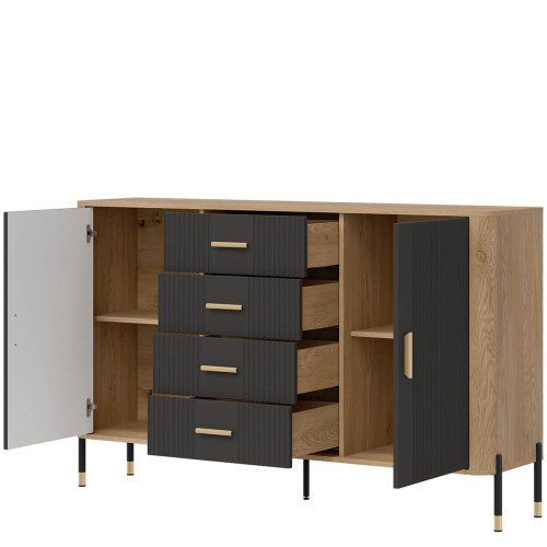 Фото комода DANTE DT09 LIVEO дуб кремона торро / антрацит / золоті ручки – наповнення