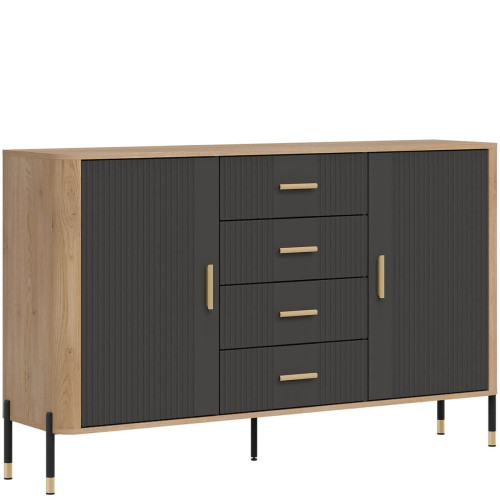 Фото комода DANTE DT09 LIVEO дуб кремона торро / антрацит / золоті ручки – вигляд збоку