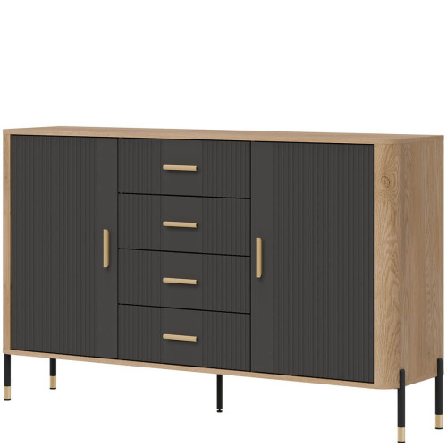 Фото комода DANTE DT09 LIVEO дуб кремона торро / антрацит / золоті ручки