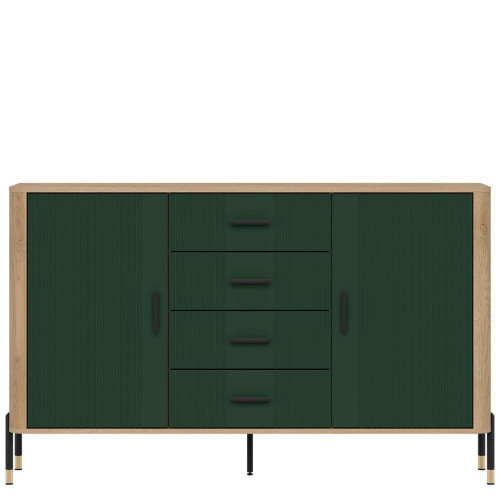 Фото комода DANTE DT09 LIVEO дуб кремона торро / зелений / чорні ручки – вигляд спереду
