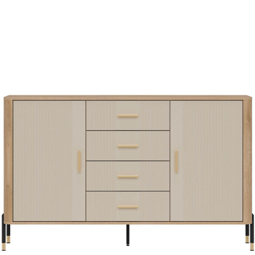 Фото комода DANTE DT09 LIVEO дуб кремона торро / кашемір / золоті ручки – вигляд спереду