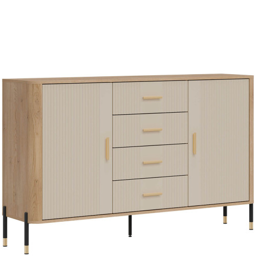 Фото комода DANTE DT09 LIVEO дуб кремона торро / кашемір / золоті ручки – вигляд збоку